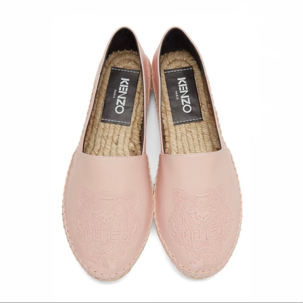 Kenzo Pink Leather Tiger Espadrilles